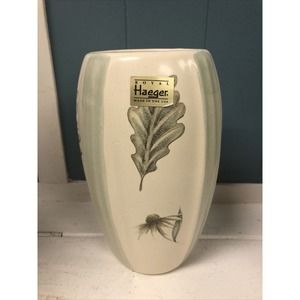 Royal‎ Haeger Artware Pottery Kate Nessler Naturewood Botanical Vase Beige Green